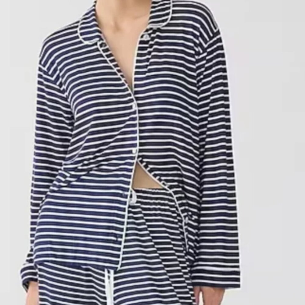 J. CREW Dreamy Navy and White Striped Knit Pajama Set S
